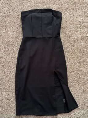 Sugarlips Black Strapless Sheath Dress with Side Slit